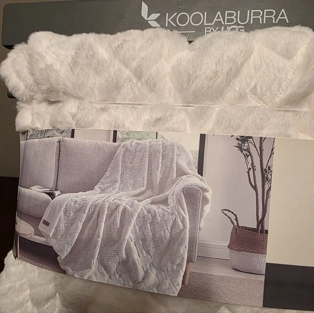 Koolaburra Crystelle Textured Faux Fur Throw - White